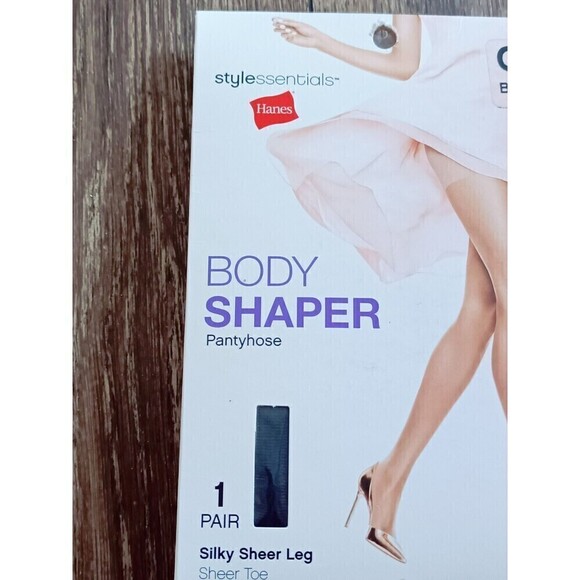 Hanes Body Shaper Pantyhose Size Q Nude Silky Sheer Leg Sheer Toe NEW! - Picture 6 of 8